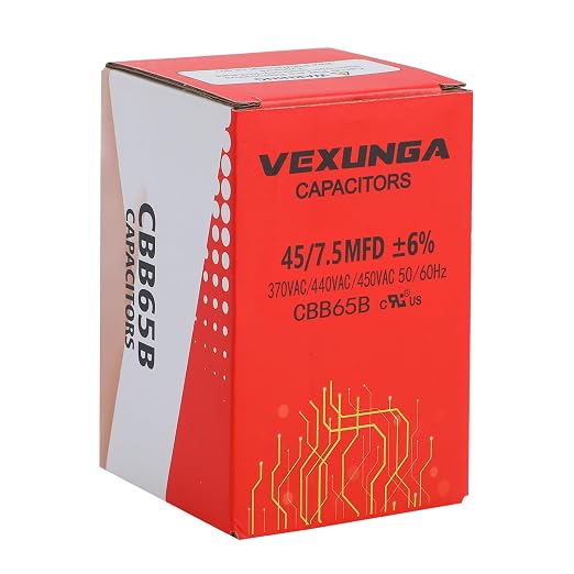 VEXUNGA 45/7.5uF AC Capacitor 45 7.5 MFD 370/440/450 VAC CBB65B Dual Run Start - Image 5