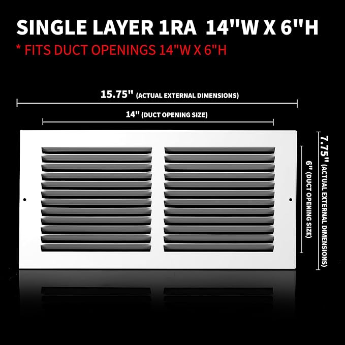 14x6 Vent Cover, Air Return Vent Cover, Flat Vent Cover, Rejillas De Aire - Image 3