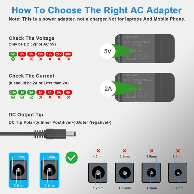 5V 2A Power Supply Adapter 5V 2A Power Supply 100V-240V AC Power Adapter Wall - Image 4