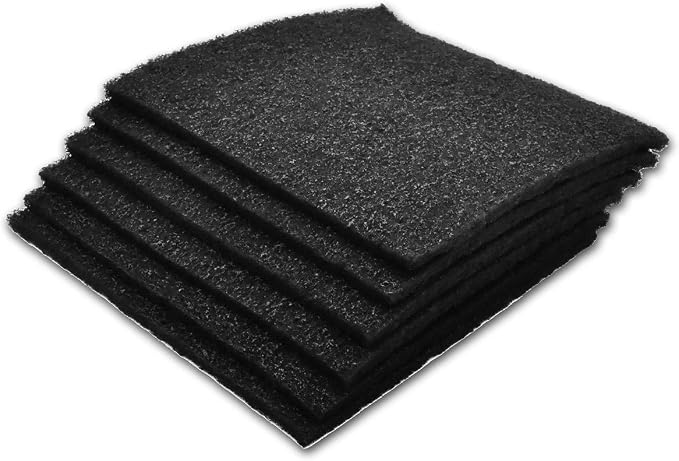 Carbon Fine Filter Media, 3/8" Thick, 6 Pack, Ponds or Water Gardens, Made in by TheFilterPro