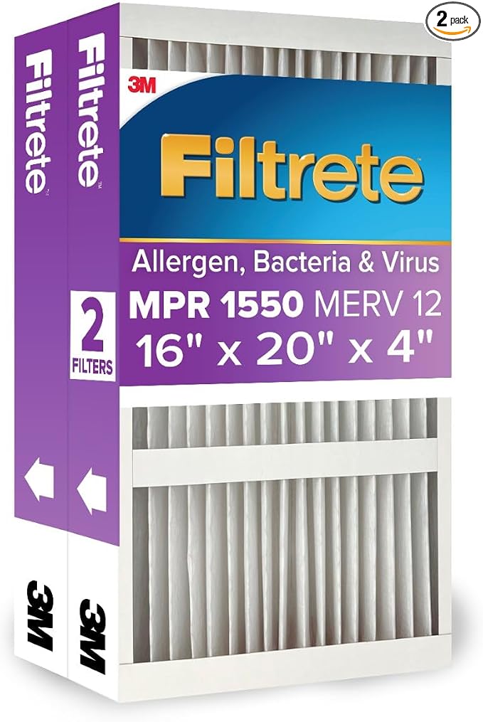 Filtrete 16x20x4 AC Furnace Air Filter, MPR 1550, MERV 12, Fits Lennox & by Filtrete