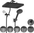 Hibbent cUPC Certified High Pressure 13'' Dual Shower Head Combo with 10-mode Handheld Spray, Rainfall 5-spray Shower Head, 12'' Adjustable Extension Arm, 71'' Hose, Showerhead Holder, Matte Black
