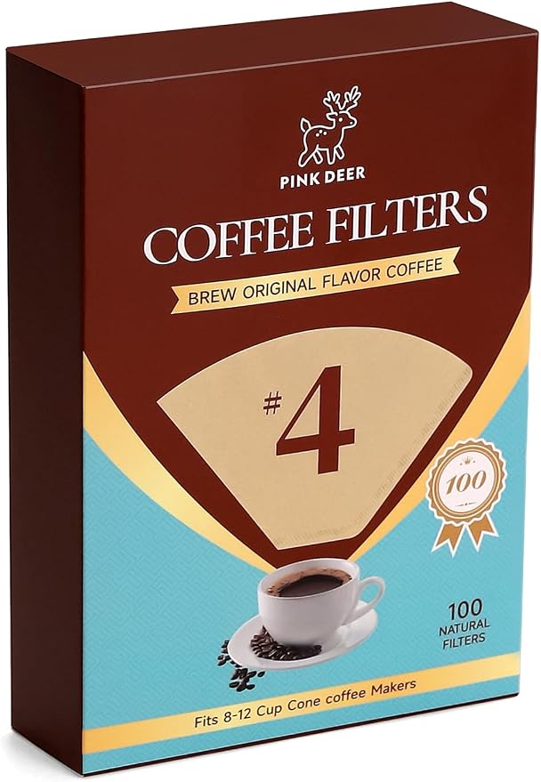 100 Count #4 Cone Coffee Filters 8-12 Cup, Natural Unbleached Paper, by Unknown