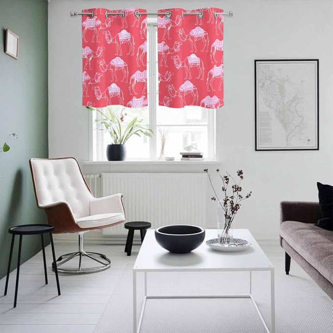 2 Panel Kitchen Cafe Curtains, Desert Camel Sunlight Filtering Nature Air - Image 4