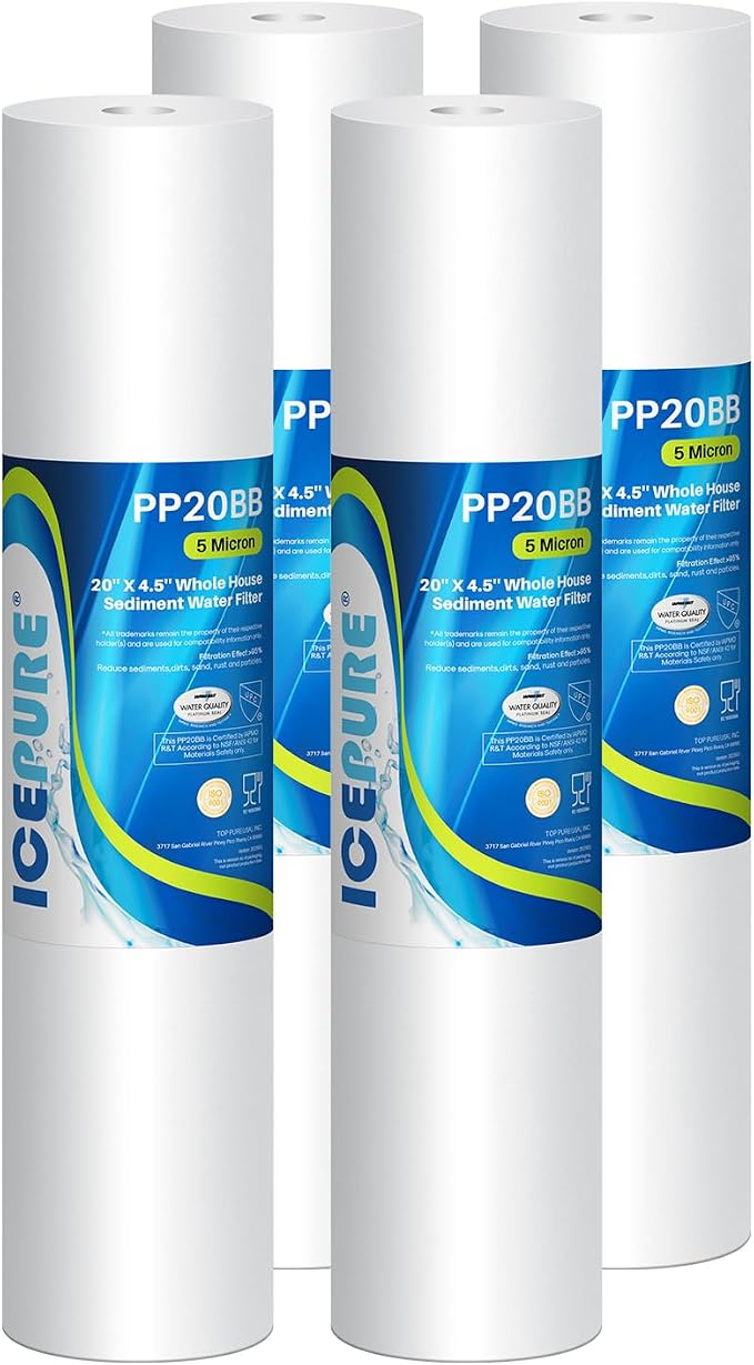 ICEPURE 5 Micron 20" x 4.5" Whole House Sediment Water Filter, 20 Inch Water by ICEPURE