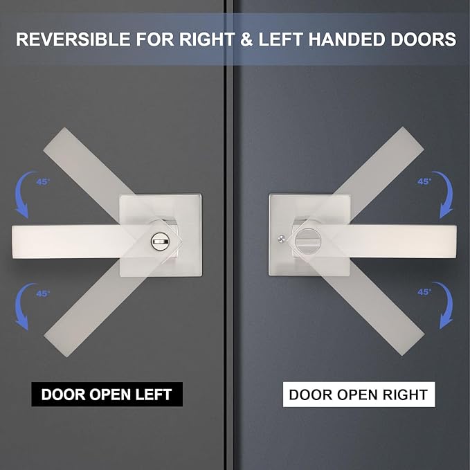 Privacy Interior Door Handle, 6 Pack Heavy Duty Door Lever for Bathroom & Bedroom Privacy Door Lock Handle Keyless Door Knobs in Satin Nickel for Right & Left Sided Doors