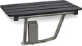 18-inch x 15-inch ADA Folding Wall Mount Bathroom Shower Seat Bench, Black Slatted Phenolic Seat
