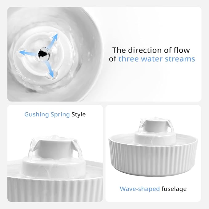 Ceramic Cat Water Fountain, 2.1L/71oz Cupcake Pet Water Fountain - Image 5