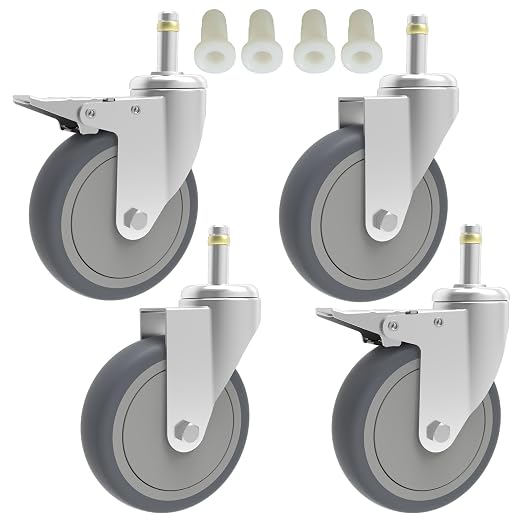 RILIDRI 4-Inch Swivel Stem Caster, 7/16-Inch Stem Diameter Rubber Wheel by RILIDRI
