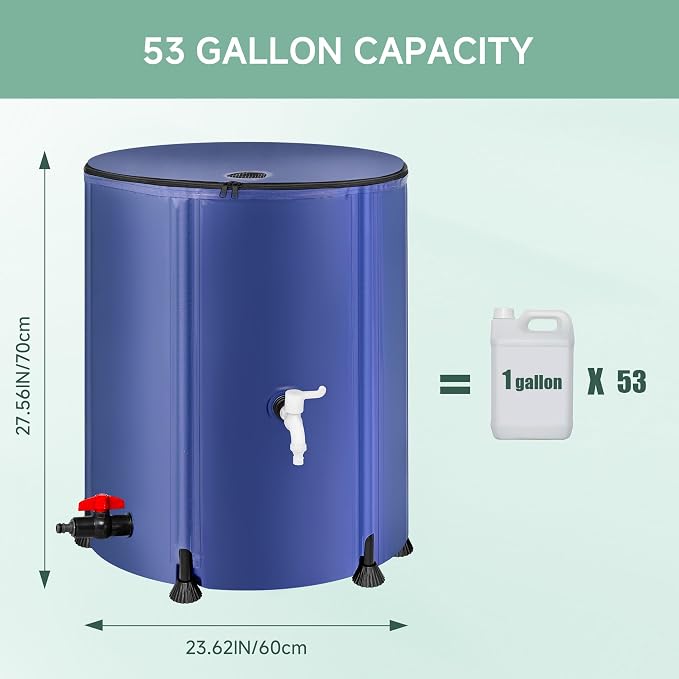 Collapsible Rain Barrel Water Storage Containers-53 Gallon Portable Rainwater - Image 4