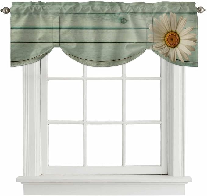 Daisy Flower Tie Up Valance Curtains by Unknown