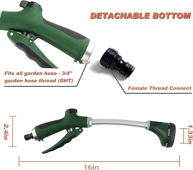 Watering Wand, GUDWING Garden wand 16 Inches Sprayer Wand perfect for Lawn and Garden Use.