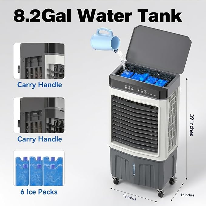 Auertech 8.2 Gal Swamp Cooler, 2800 CFM Windowless Portable Air Conditioner - Image 7