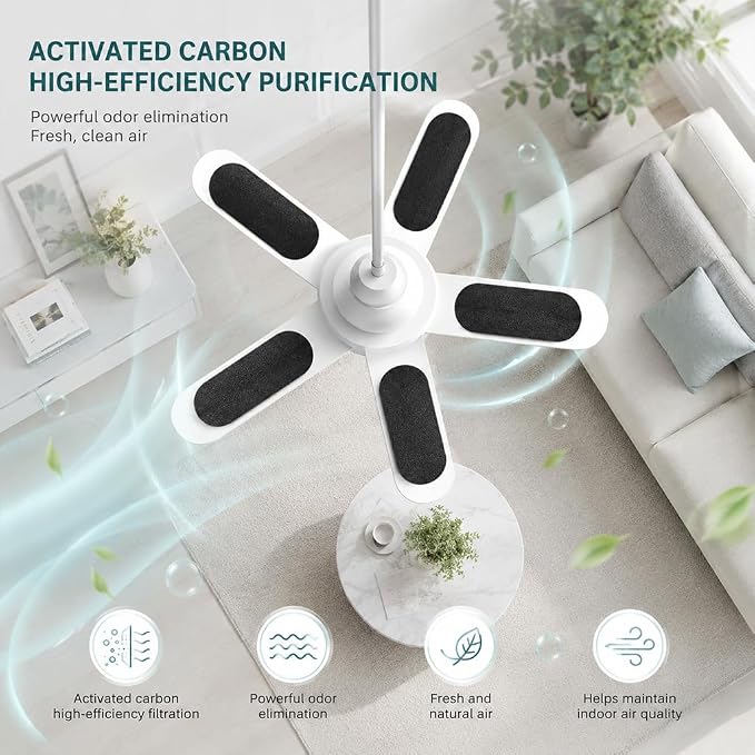 8 Pack Ceiling Fan Filters for Blades, Activated Coconut Carbon Fan Blade Air - Image 3