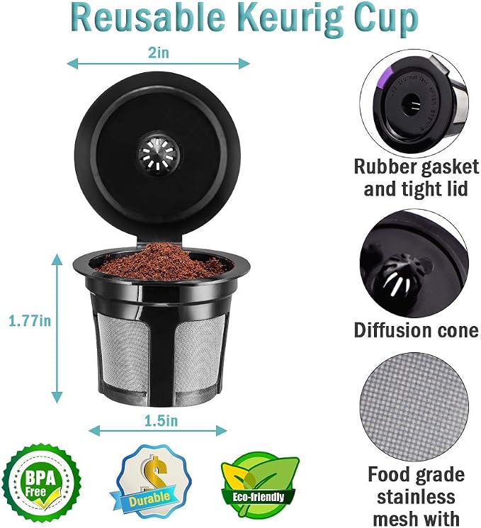 2 Reusable Keurg Cups & 300 Unbleached Keurg Coffee Pods Paper Filters - Image 3