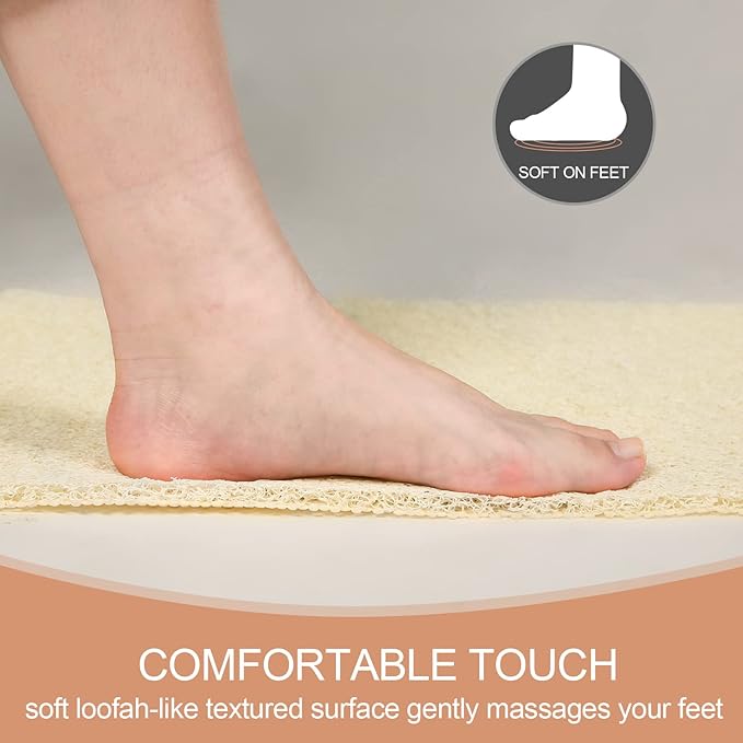Joyhalo Bathtub Mat Non Slip, Bath Mat for Tub, Shower Mats for Inside Shower, 17x24 Inch, PVC Loofah Bathroom Mats for Wet Areas, Quick Drying, Beige