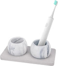 2 Pack Ceramic Toothbrush Holder with Diatomite Toothbrush Tray for Bathroom Shower Countertop Storage Organizer, Small Toothpaste Razor Electric Tooth Brush Head Stand (Grey)