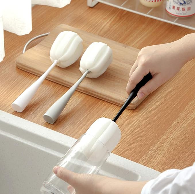 Long Handle Cup Bottle Cleaning Brush Sponge Pot Cleaner Scourer Washer - Image 7