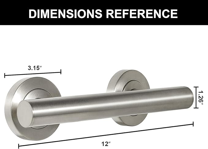 Lava Odoro Shower Grab Bar, Modern Stainless Steel Handicap Grab Bar for Bathtubs and Showers, Shower Safety Bar for Seniors Disabled, ADA-Compliant (Brushed Nickel, 12 Inch)
