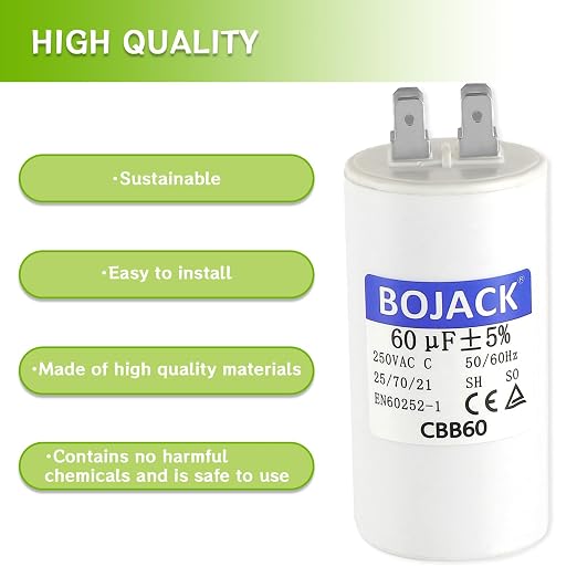 BOJACK CBB60 60uF±5% 250 Volt 50/60Hz AC Capacitor Round Run Start Capacitor - Image 6