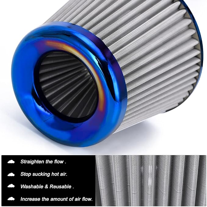 PTNHZ Universal Burnt Blue Neck 3" 76mm Car High Flow Cold Air Intake Air - Image 4
