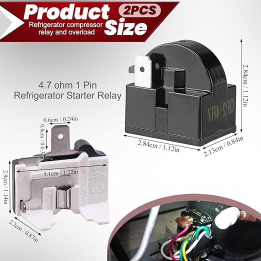Refrigerator Compressor Relay and Overload Kit 2 Sets Refrigerator Starters - Image 2