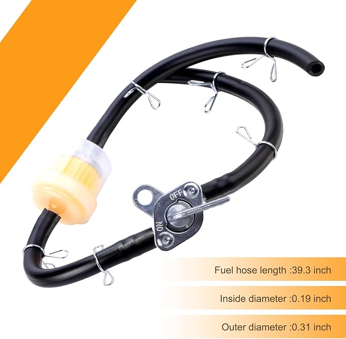 Car Fuel Filter Kit, 39.3" Hose and 3 Filter and Petcock Valve - Image 2