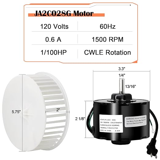 Hiorucet JA2C028G Fan Motor & 5901A000 Blower Wheel - Image 3