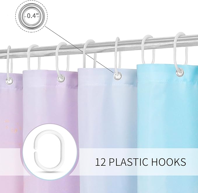 Gibelle Small Stall Shower Curtain 36 x 72, Narrow Half Abstract Marble Shower Curtain, Pink Turquoise Modern Ink Art Waterproof Fabric Shower Curtain Set with Hooks