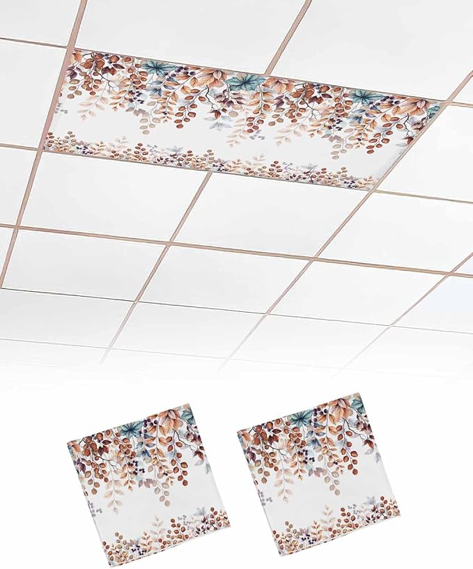 2 Pack Fluorescent Light Cover for Classroom Ceiling Light, Fall Orange by Home+L6