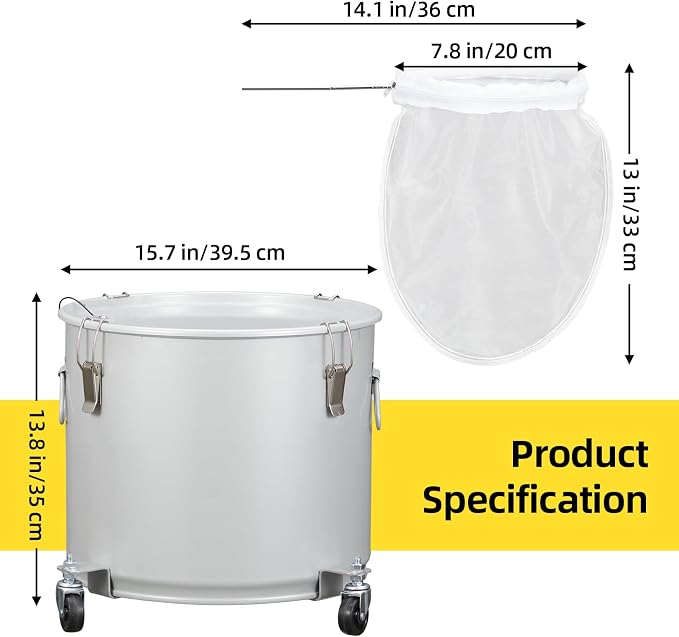 PioneerWorks Fryer Grease Bucket 10 Gal, Coated Carbon Steel Oil Filter Pot - Image 5