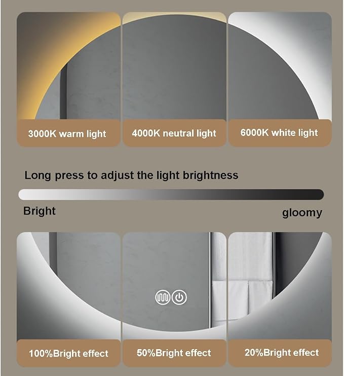 Vanity Mirror Round Illuminated LED Bathroom Mirror - Image 6