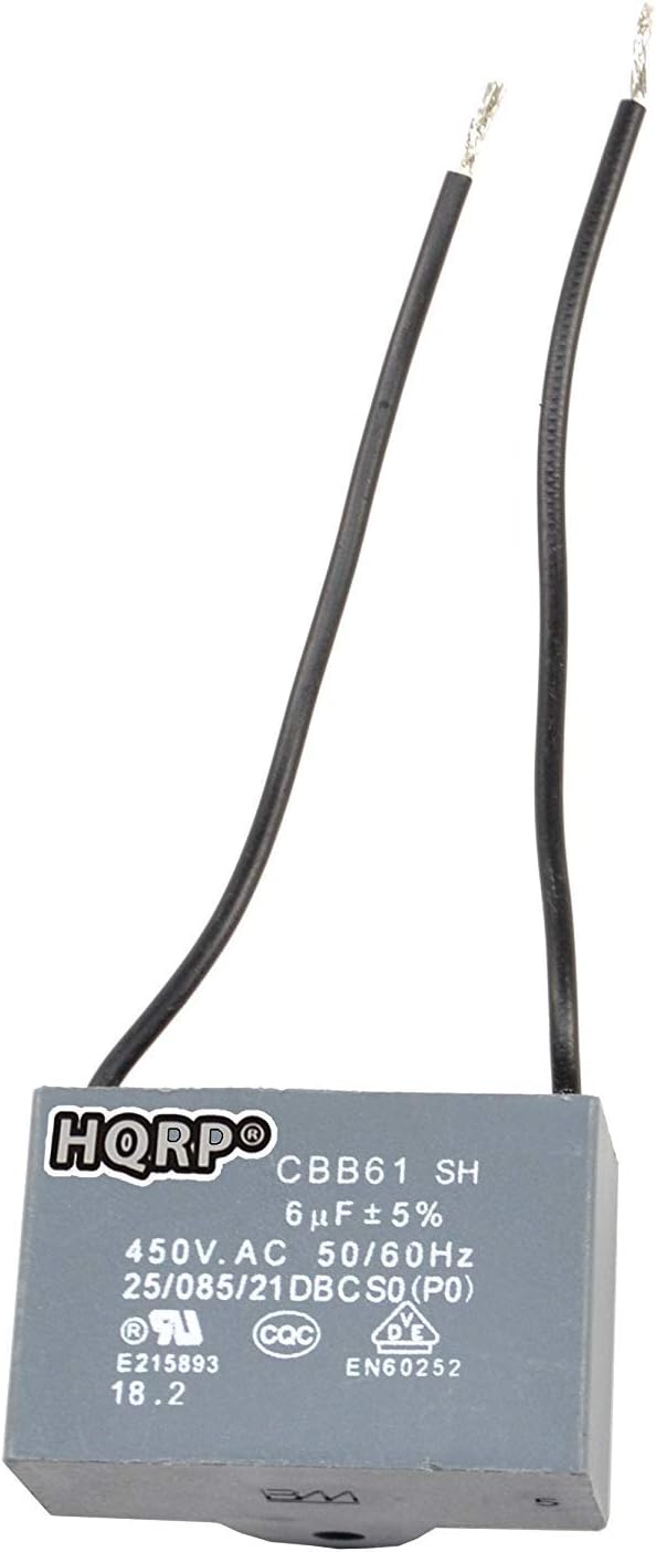 HQRP Ceiling Fan Capacitor CBB61 6uf 2-Wire UL Listed by HQRP