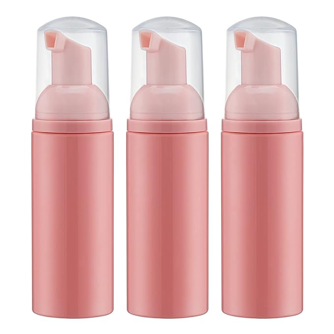Tekson Foam Pump Bottle (Pink), Empty Travel Size Foam Dispenser Pump for Soap Shampoo, Lash Cleanser(60ml, 3PCS)