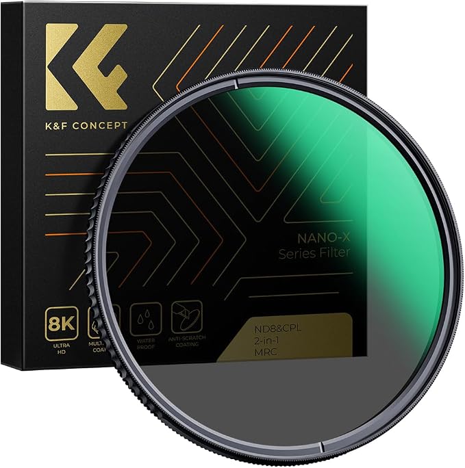 K&F CONCEPT 77mm ND8 Lens Filter and CPL Circular Polarizing Filter 2 in 1 by KFCONCEPT