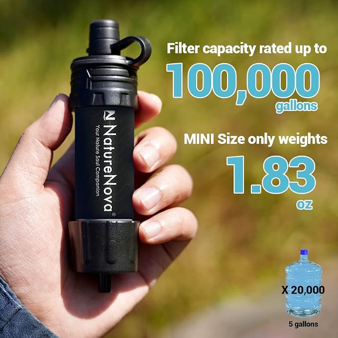 Mini Water Filter NatureNova Portable Emergency Water Filtration System Hiking - Image 4