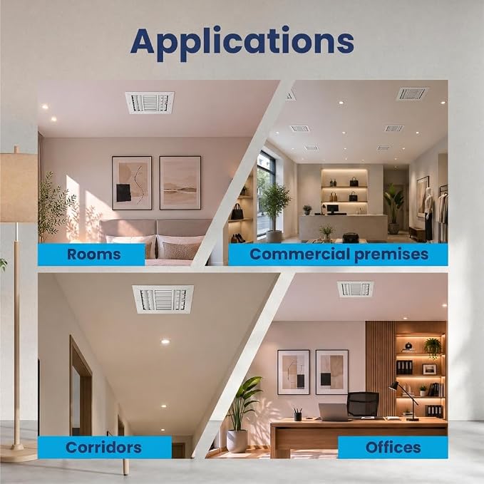 8x6 Inch Aluminum 3-Way Air Flow Vent Cover Wall or Ceiling – Quiet HVAC Wall - Image 5