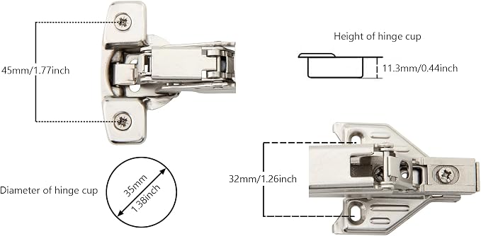 Silverline Lazy Susan Corner Hinge Clip On 165 Angle Cabinet Hardware - Image 4