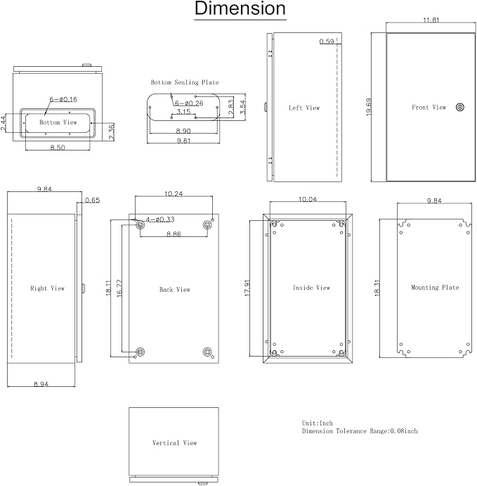 VEVOR NEMA Steel Enclosure, IP66 Waterproof & Dustproof, Outdoor/Indoor - Image 9