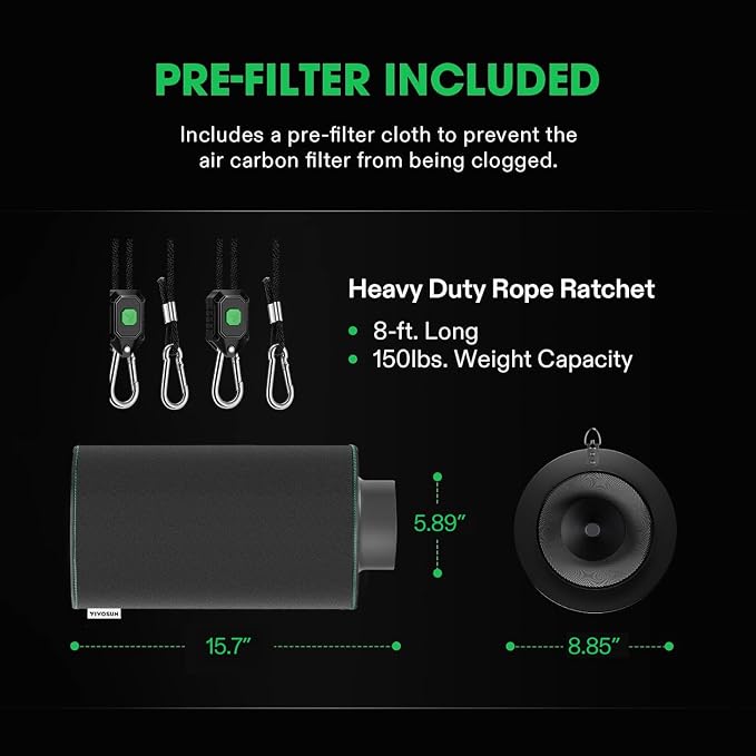 VIVOSUN 6 Inch Air Carbon Filter Smelliness Control - Image 6