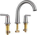 Roman Bathtub Faucet 2-Handle Tub Filler with Valve Widespread Deck Mounted High Flow Tub Faucet Set Brushed Nickel