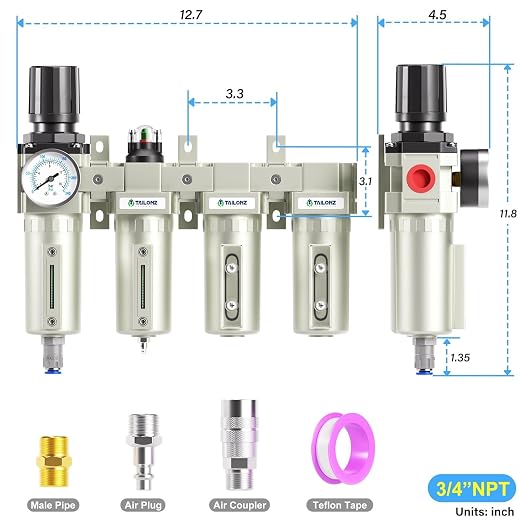 TAILONZ PNEUMATIC 0-240PSI 3/4 Inch NPT Industrial Grade 4 Stage Air Drying - Image 2