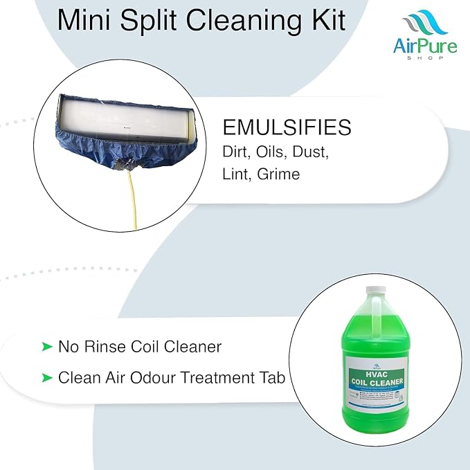 Mini Split Cleaning Kit with 3.78L No-Rinse Coil Cleaner, Odor Treatment Tab & - Image 7