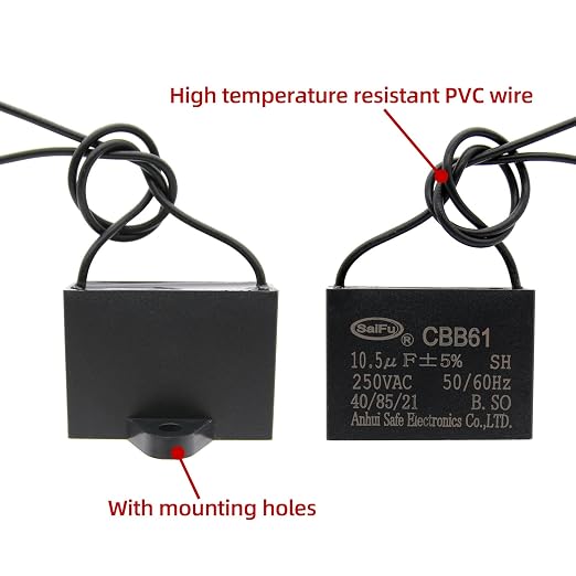 CBB61 Capacitor 10.5uf 250V AC Ceiling Fan 2 Wire 50/60Hz - Image 3