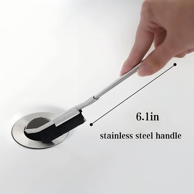 Crevice Cleaning Brush with Stainless Steel Handle – Long Handle Gap Scrubber for Bathroom, Kitchen, Tile, Grout, and Baseboard Cleaning