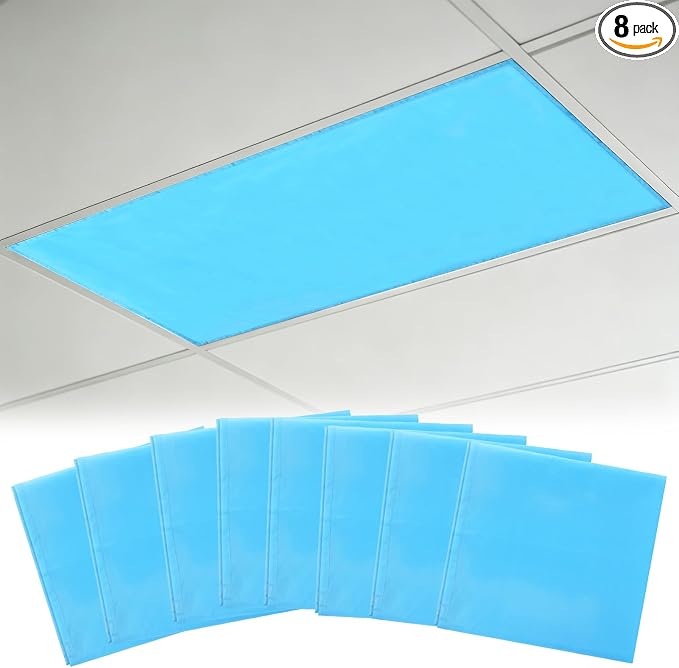 Fluorescent Light Covers with 10 Strong Magnets- 8 Pack Fluorescent Light by Biubee