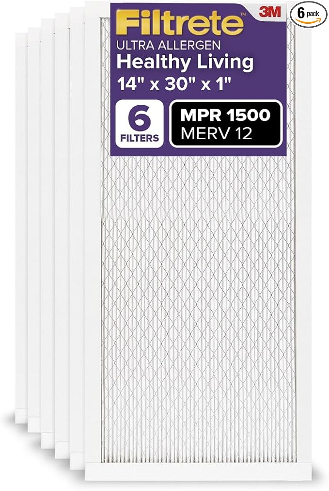 Filtrete 14x30x1 AC Furnace Air Filter, MERV 12, MPR 1500, CERTIFIED asthma & by Filtrete