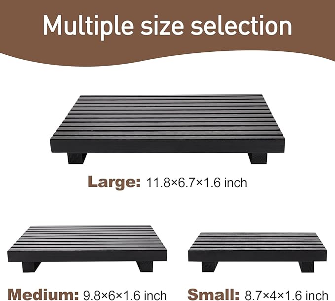 Small Black Bathroom Decor Tray for Counter Dish Soap Holder Wooden Pedestal Stand for Kitchen Sink Soap Dispenser Wood Risers Kitchen Accessories Countertop Vanity Counter Sponge Sink Tray