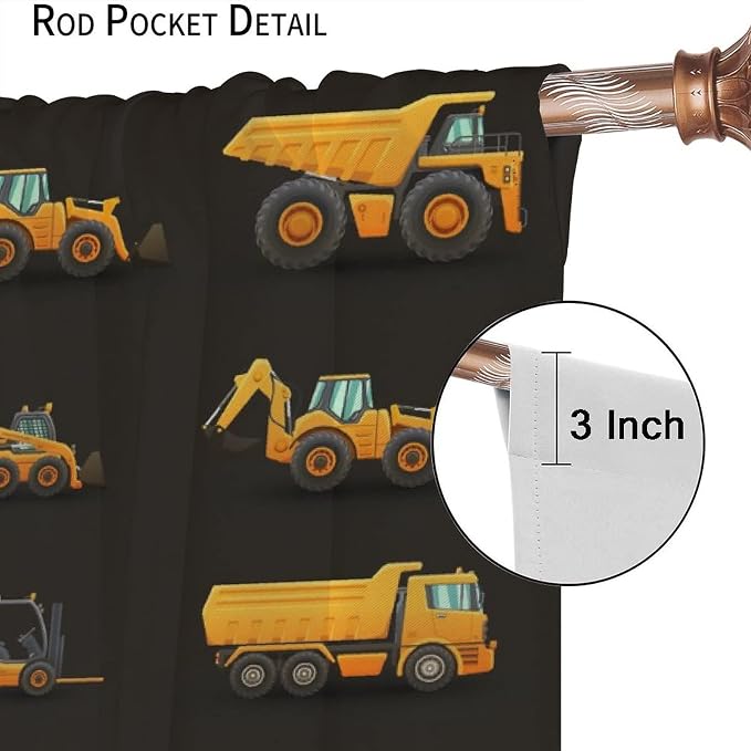 Kids Construction Window Curtains, Construction Machinery Equipment Mode of - Image 6
