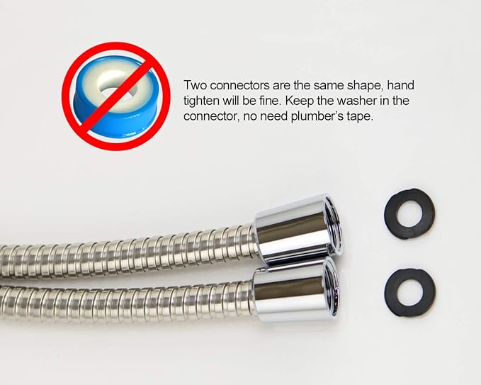 Purelux Shower Hose, 80 Inches Universal Handheld Showerhead Hose Made of Stainless Steel, Polished Chrome Finish